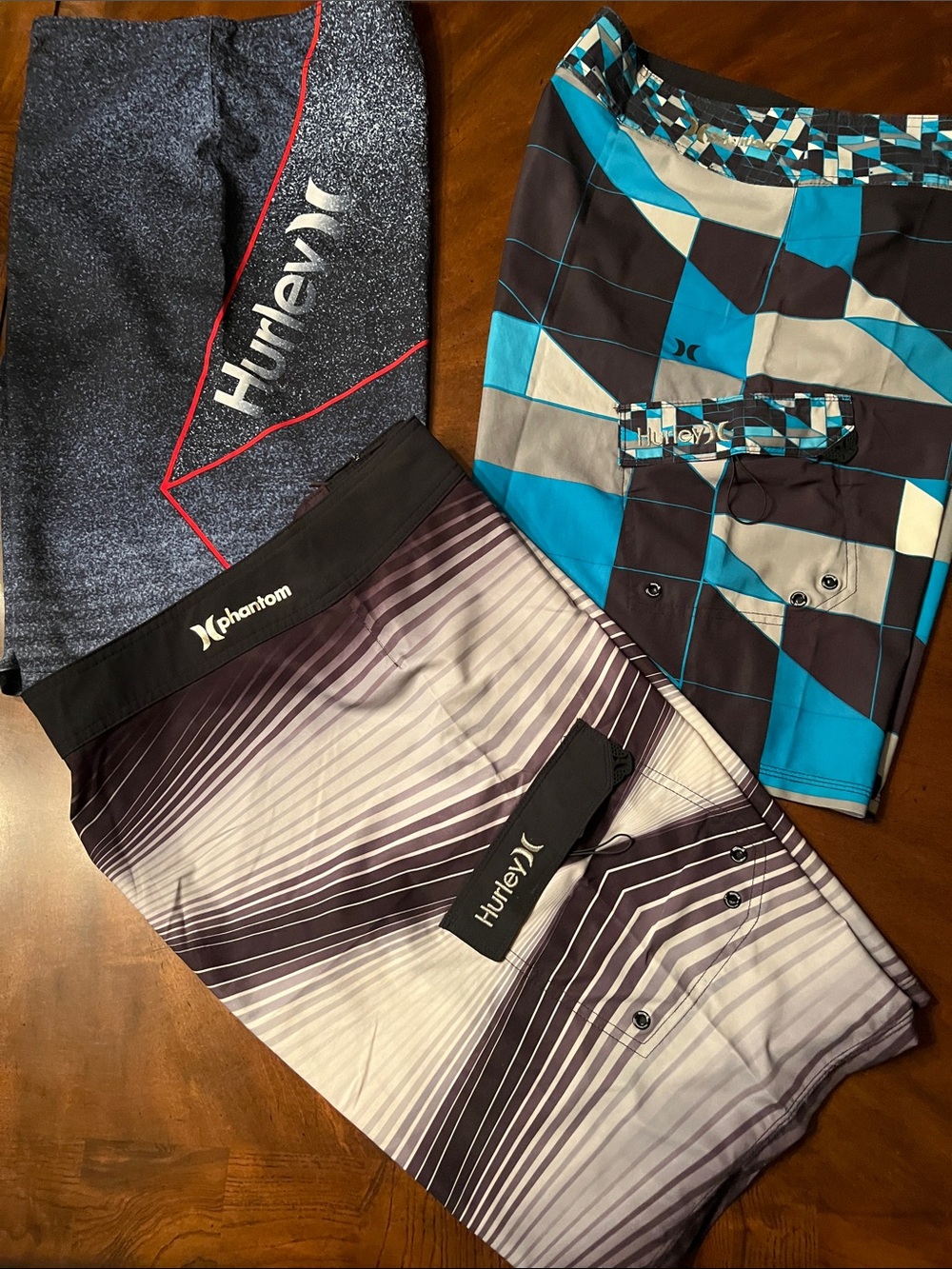 Hurley Men’s Blue, Gray & Black Boardshorts Trio
